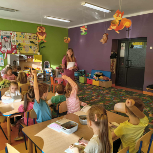 Pomysłowość dzieci nie zna granic:) Świetnie odpowiadały, co może ich zdziwić nurkując w oceanie. 